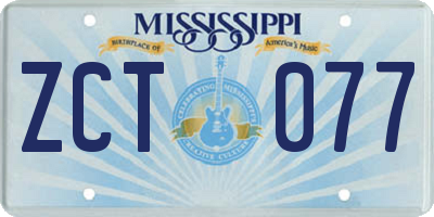 MS license plate ZCT077