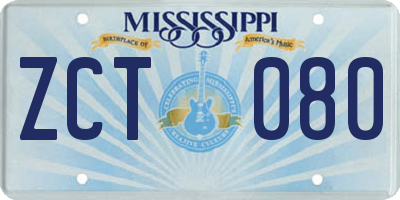 MS license plate ZCT080