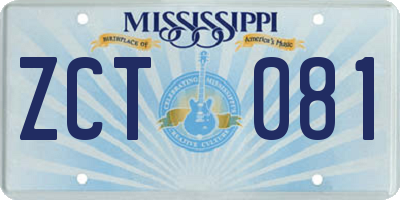 MS license plate ZCT081