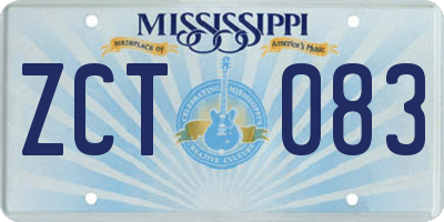 MS license plate ZCT083