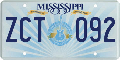 MS license plate ZCT092