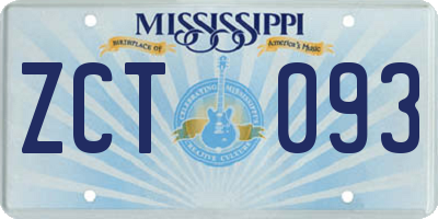 MS license plate ZCT093