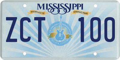 MS license plate ZCT100