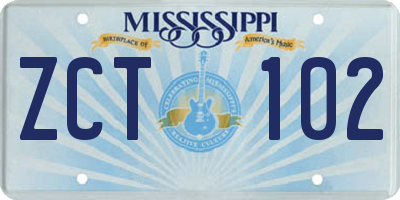 MS license plate ZCT102