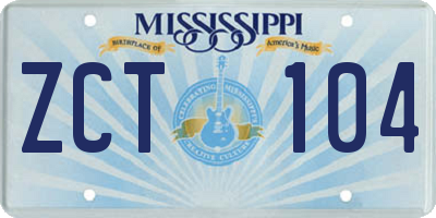 MS license plate ZCT104