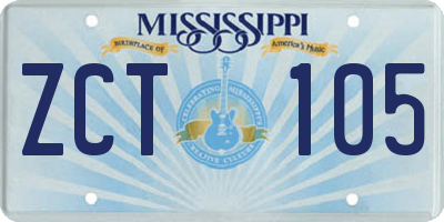 MS license plate ZCT105