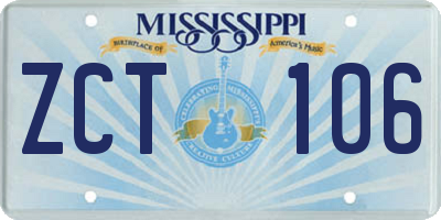 MS license plate ZCT106