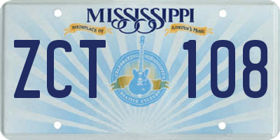 MS license plate ZCT108