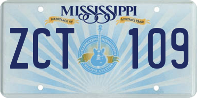 MS license plate ZCT109