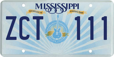 MS license plate ZCT111