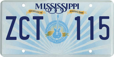 MS license plate ZCT115