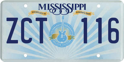 MS license plate ZCT116