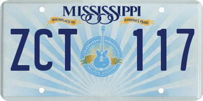 MS license plate ZCT117