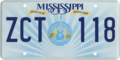MS license plate ZCT118