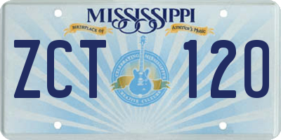 MS license plate ZCT120