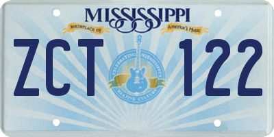 MS license plate ZCT122