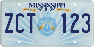 MS license plate ZCT123
