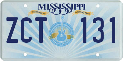 MS license plate ZCT131