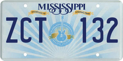 MS license plate ZCT132
