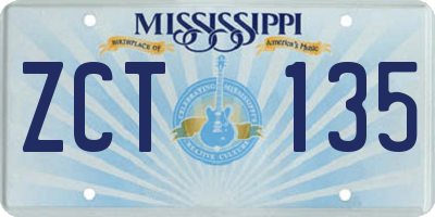 MS license plate ZCT135