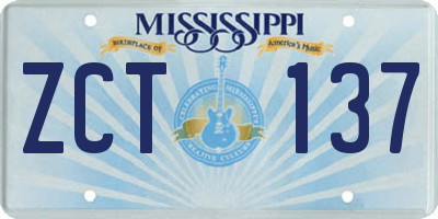MS license plate ZCT137