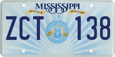 MS license plate ZCT138