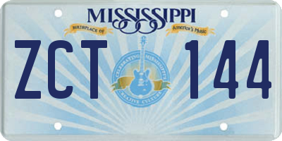 MS license plate ZCT144
