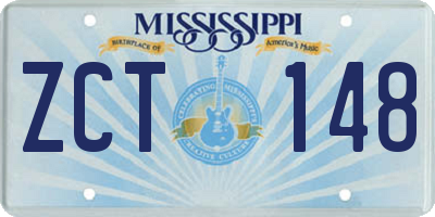 MS license plate ZCT148