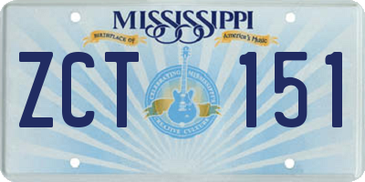 MS license plate ZCT151