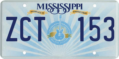 MS license plate ZCT153