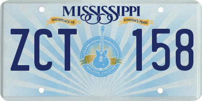 MS license plate ZCT158