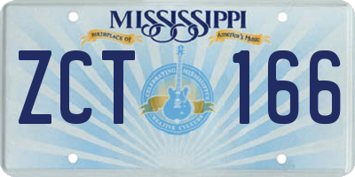 MS license plate ZCT166