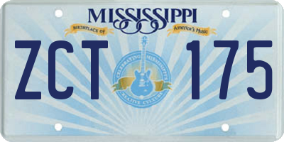 MS license plate ZCT175