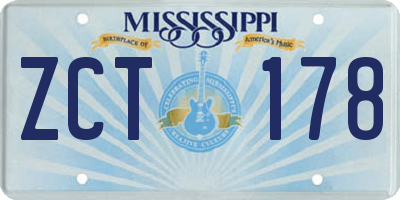 MS license plate ZCT178