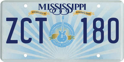 MS license plate ZCT180