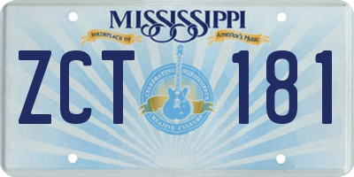 MS license plate ZCT181