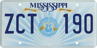 MS license plate ZCT190
