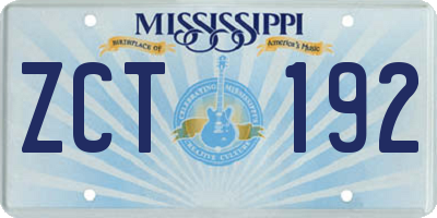 MS license plate ZCT192