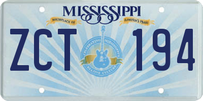 MS license plate ZCT194