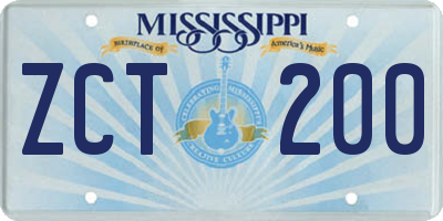 MS license plate ZCT200