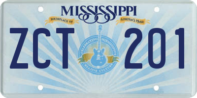 MS license plate ZCT201