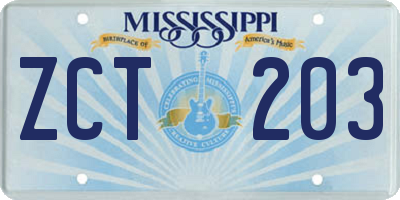 MS license plate ZCT203