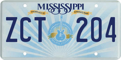 MS license plate ZCT204
