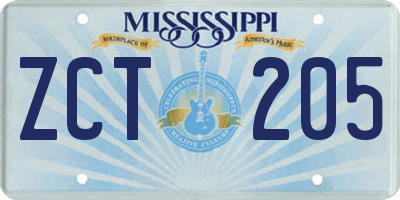 MS license plate ZCT205