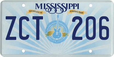 MS license plate ZCT206