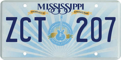 MS license plate ZCT207