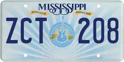 MS license plate ZCT208