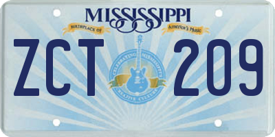 MS license plate ZCT209