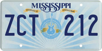 MS license plate ZCT212