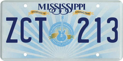 MS license plate ZCT213